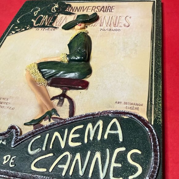 Vintage Beaded Fringe Evening Bag & 3D Cannes Cinema Art Plaque – Unique Gift - Picture 10 of 12